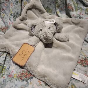Lovey Security Blanket Plush Elephant Gray Corduroy Rattle NWT